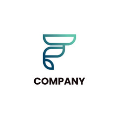 Modern logo of letter F and leaf