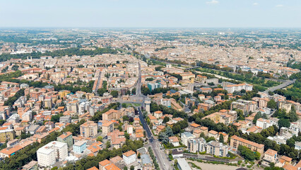 Fototapeta na wymiar Parma, Italy. Panorama of the city from the air. Summer day, Aerial View