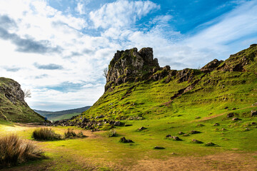 Fototapeta na wymiar Fairy Glen view, Scotland, Isle of Skye