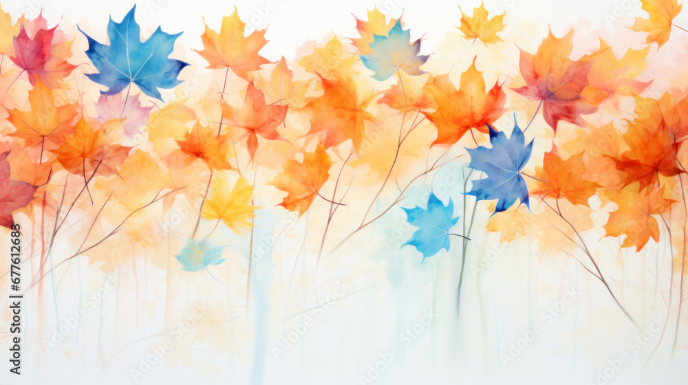 Poster autumn background with shadow of the maple tree leaves on a wall. abstract autumnal scene.
