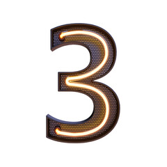 Naklejka premium Alphabet. Retro neon 3d number isolated on a transparent background. 3d illustration. png. 