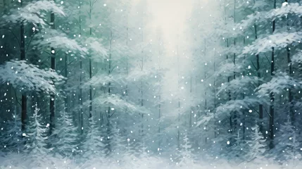 Fotobehang winter snowy green light snow illustration landscape cold, background sky, star aurora winter snowy green light snow © vectorwin