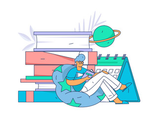 Education learning people flat vector concept hand drawn illustration
