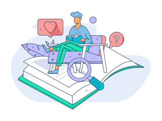 Education learning people flat vector concept hand drawn illustration
