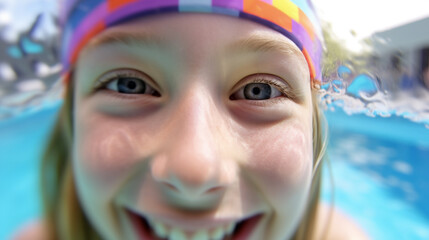 teenager girl diving underwater swimming