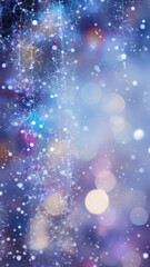 Abstract festive background for winter magic holidays, with blur, lights and bokeh. Created with  generative AI. For social media vertical stories