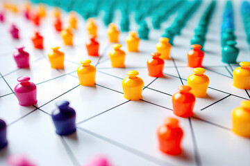 Close-up view of some threads connected by a thumbtack.