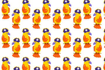 cute cartoon bird parrot seamless pattern