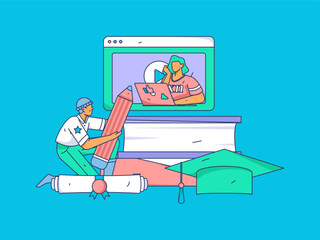 Education learning people flat vector concept hand drawn illustration
