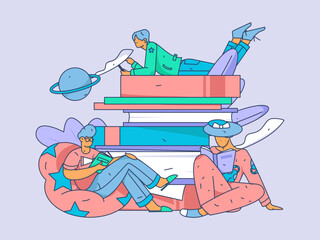 Education learning people flat vector concept hand drawn illustration
