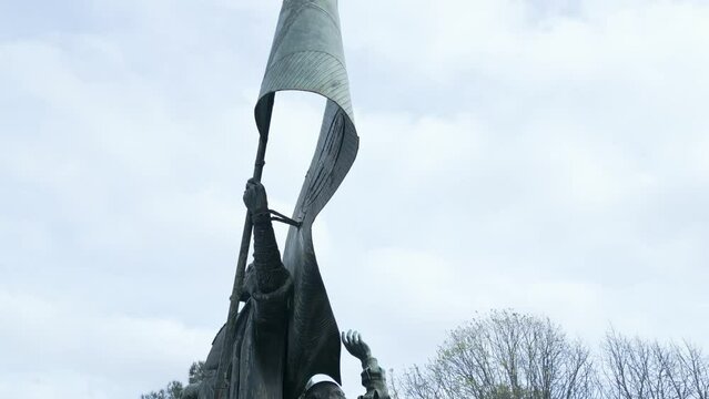 Pedro &Aacute;lvares Cabral Monument in Lisbon. Tilt down shot