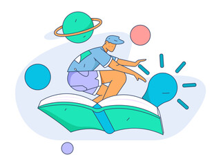 Education learning people flat vector concept hand drawn illustration
