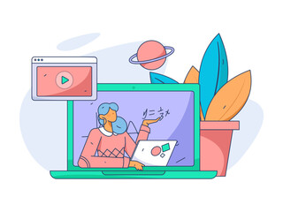 Education learning people flat vector concept hand drawn illustration
