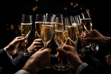 A Toast to Success: Business Colleagues Celebrating the New Year with a Glass of Champagne