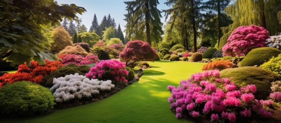 In the summer the natural beauty of the landscape is enhanced by the lush green grass vibrant floral displays and the pops of white pink and other colorful blooms in the garden creating a s
