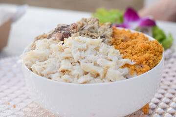 crab meat seafood on bowl