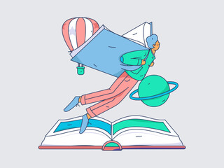 Education learning people flat vector concept hand drawn illustration
