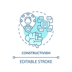 2D editable blue constructivism icon, simple monochromatic vector, learning theories thin line illustration.
