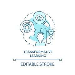 2D editable blue transformative learning icon, simple monochromatic vector, learning theories thin line illustration.