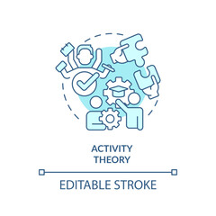 2D editable blue activity theory icon, simple monochromatic vector, learning theories thin line illustration.