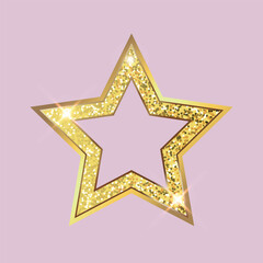 Gold glitter vector star. Golden sparkle luxury design element.