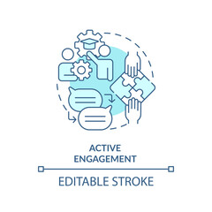 Fototapeta premium 2D editable blue active engagement icon, simple monochromatic vector, learning theories thin line illustration.