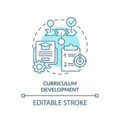 2D editable blue curriculum development icon, simple monochromatic vector, learning theories thin line illustration.