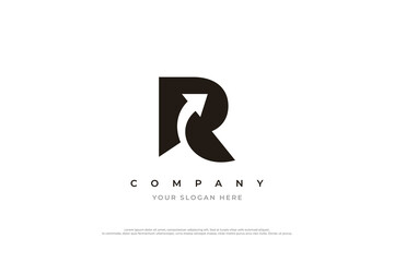 Initial Letter R Arrow Logo Design Vector