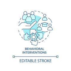 2D editable blue behavioral interventions icon, simple monochromatic vector, learning theories thin line illustration.