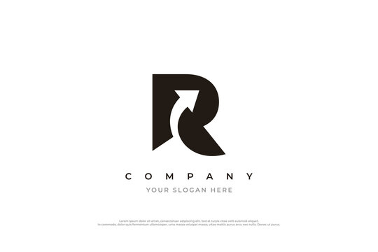 Initial Letter R Arrow Logo Design Vector