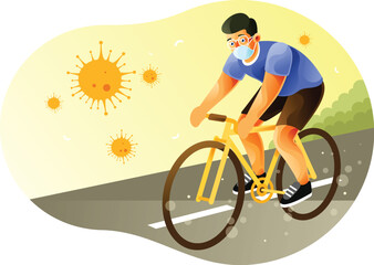 Riding A Bike Wearing Face Mask During Pandemic