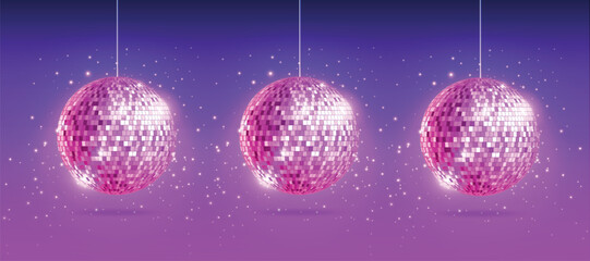 Neon disco ball background and night club party ball light glowing