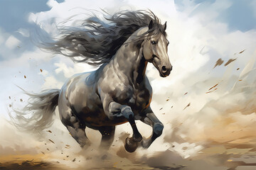 Obraz na płótnie Canvas illustration of a horse in nature