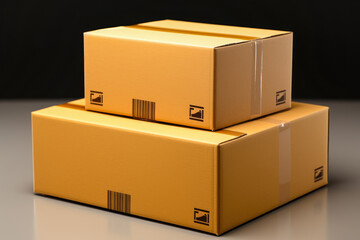 Obraz premium Heap of carton cardboard boxes over white background