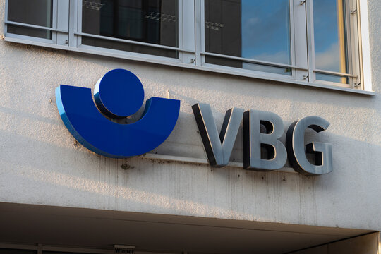 DRESDEN, GERMANY - 16. July 2023: VBG logo sign of the statutory accident insurance in Germany. VBG is German and stands for Verwaltungs-Berufsgenossenschaft.