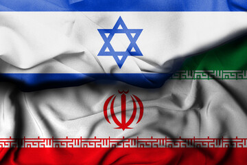 israel flag illustration combining iran flag, Background for decoration. concept of war between...