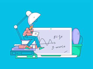 Education learning people flat vector concept hand drawn illustration
