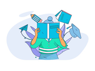 Education learning people flat vector concept hand drawn illustration
