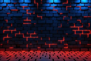 Dark brick wall with red neon lights