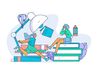 Education learning people flat vector concept hand drawn illustration
