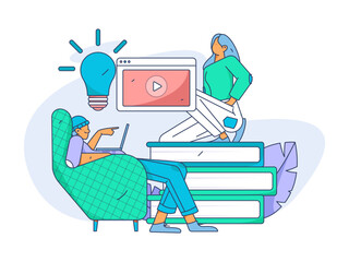 Education learning people flat vector concept hand drawn illustration
