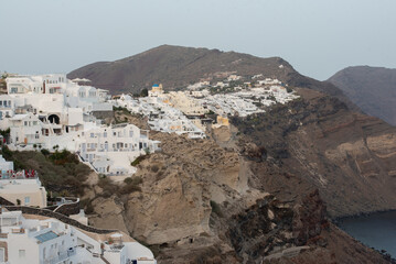 Old town in Santorini greek island on top of the hill near sea in Greece. High quality photo