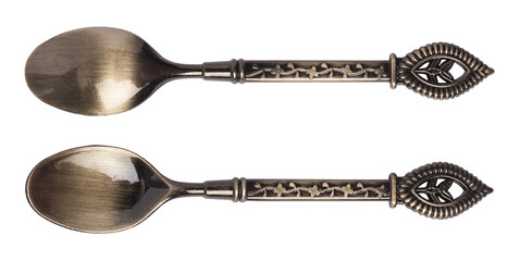 Dessert metal spoon on a transparent background. Isolated object. Element for design