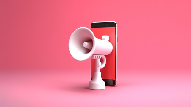 3d hand holding megaphone hand speaker  
