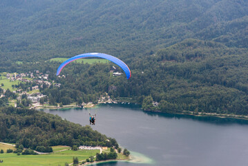 Beautiful landcape near Lake Bohinj in northern Slovenia near Austria in the Julian Alps with...
