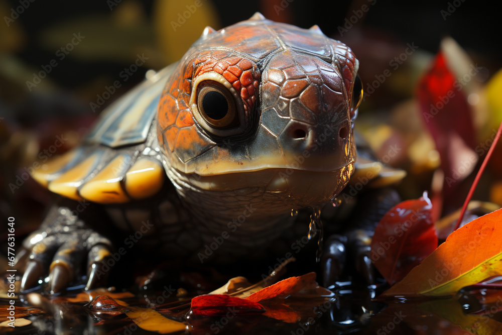 Aufkleber A visual story of a hatchling taking its first steps outside the eggshell, capturing its initial interactions with the world.  