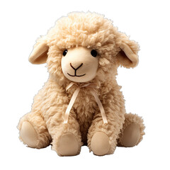 Sheep-shaped Stuffed Toy Isolated on Transparent or White Background, PNG