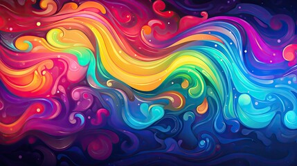  a colorful abstract background with swirls and bubbles on a dark blue background, with space for text or an image to put on a t - shirt or a t - shirt.  generative ai
