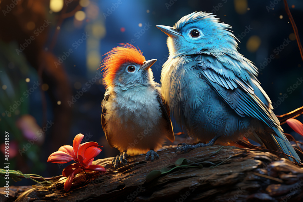Poster an emotional portrayal of a parent bird gently nudging and encouraging its hatchling to hatch succes