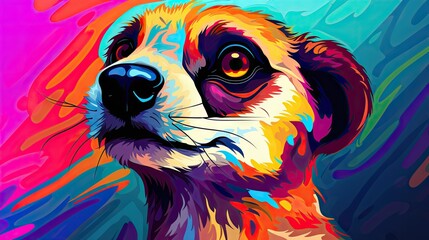  a close up of a dog's face with a multi - colored painting of the dog's face on the left side of the image and the image on the right side of the right side of the dog's face.  generative ai